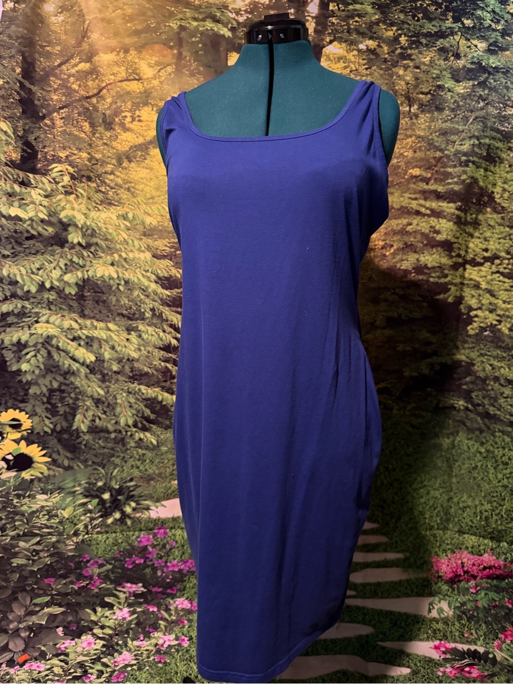 Classic Sleeveless Scoop Neck Dress in Deep Blue
